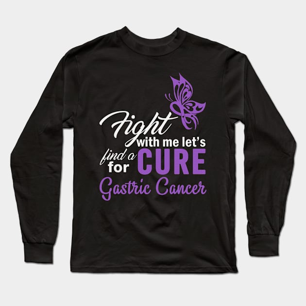 Fight With Me Let's Find A Cure For Gastric Cancer Awareness Periwinkle Ribbon Warrior Long Sleeve T-Shirt by celsaclaudio506